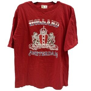 Holland Collection Amsterdam Souvenir T-shirt XL red short sleeve tee cotton